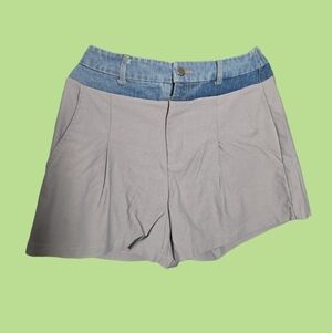 Chic High Waist Women's Shorts in Gray and Blue